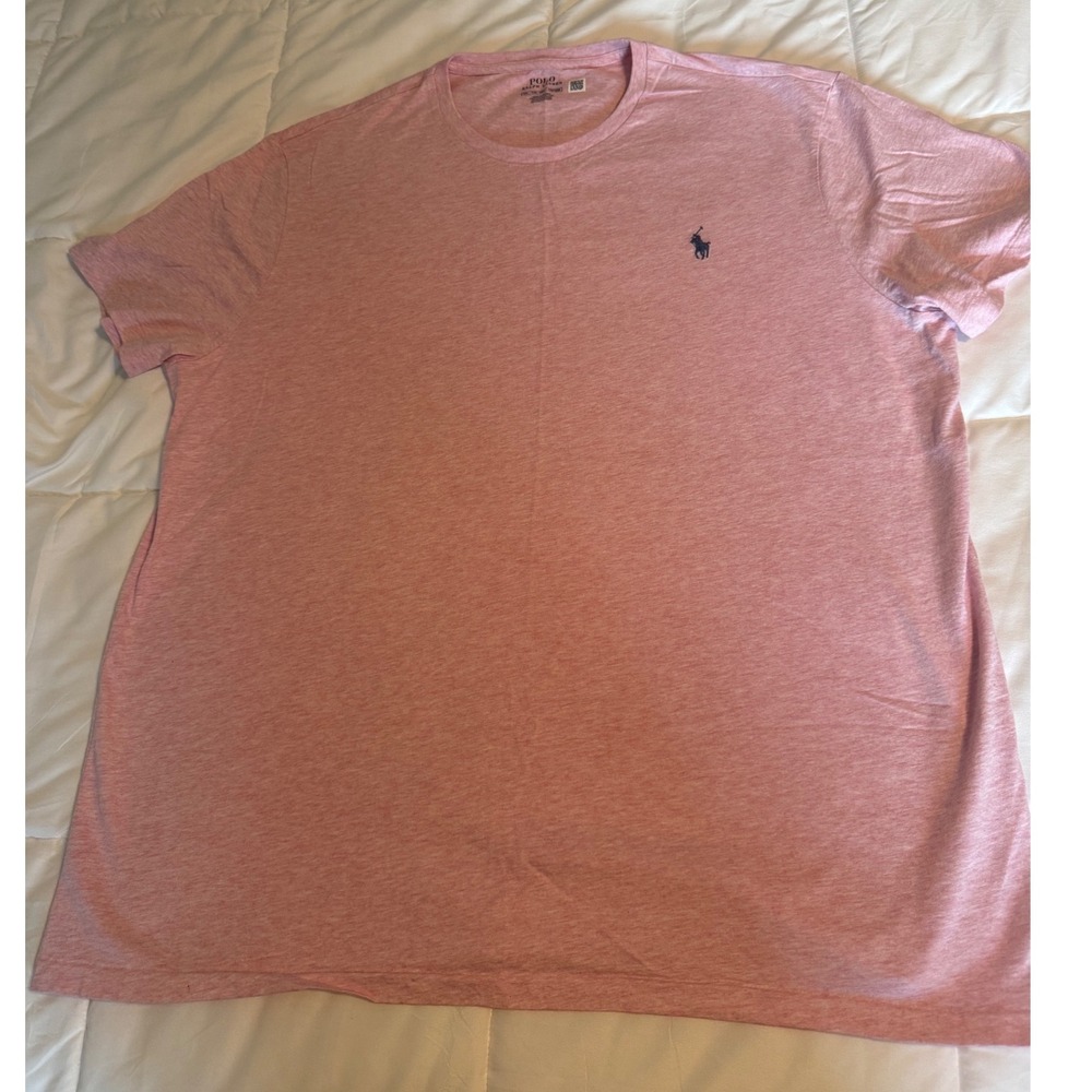 Polo Ralph Lauren T-Shirt Mens XXL Pink Excellent Heathered Short Sleeve Pony